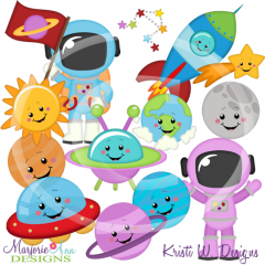 Space Friends SVG Cutting Files Includes Clipart