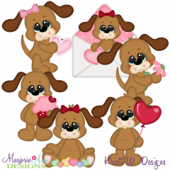 Valentine Dogs SVG Cutting Files + Clipart