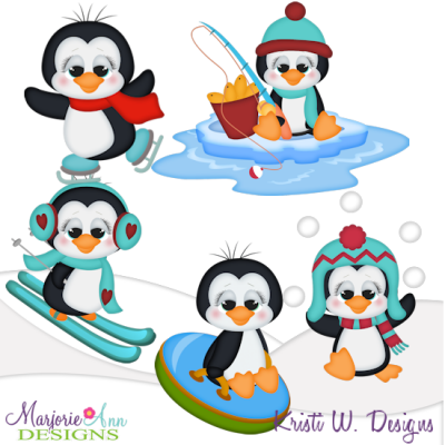 Winter Fun Penguins SVG Cutting Files + Clipart