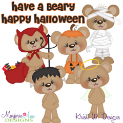 Beary Happy Halloween SVG Cutting Files + Clipart