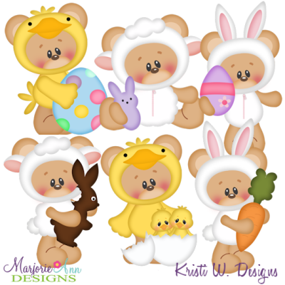 Marshmallow Bear Easter Fun SVG Cutting Files Includes Clipart