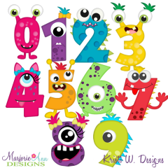 Monster Numbers SVG Cutting Files + Clipart