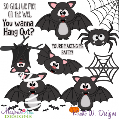 Bats and Spiders SVG Cutting Files Includes Clipart