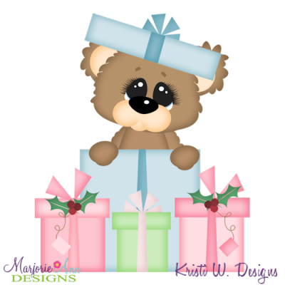 Christmas Presents Bear SVG Cutting Files Includes Clipart