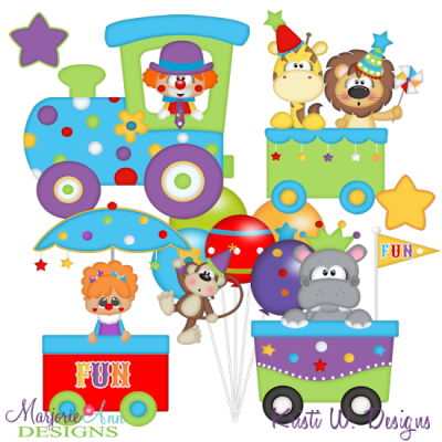 Big Top Party Train SVG Cutting Files + Clipart