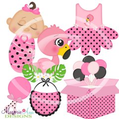 Flamingo Baby Shower Girl SVG Cutting Files Includes Clipart