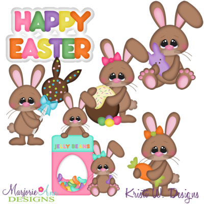 Chocolate Bunnies SVG Cutting Files Includes Clipart