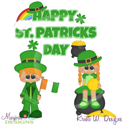Holiday Kids~St Patricks Day SVG Cutting Files Includes Clipart