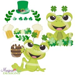 St. Patrick's Day Frogs SVG Cutting Files + Clipart