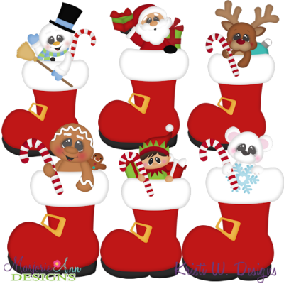 Santa's Boots SVG Cutting Files Includes Clipart