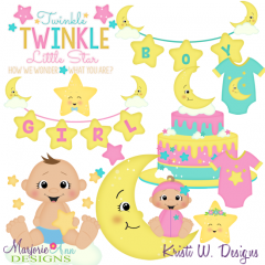Twinkle Little Star SVG Cutting Files Includes Clipart