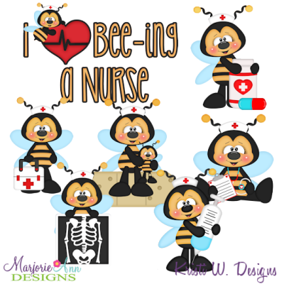 I Love Bee-ing A Nurse SVG Cutting Files + Clipart