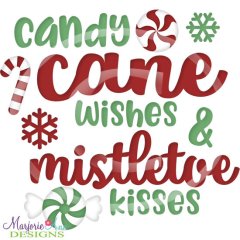 Candy Cane Wishes Title SVG Cutting Files Includes Clipart