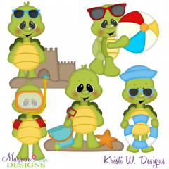 Beach Turtles SVG Cutting Files Includes Clipart