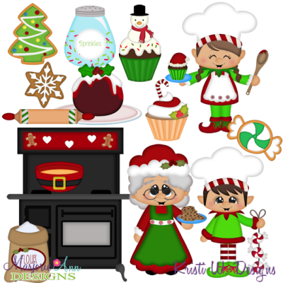 Mrs Clause Kitchen SVG Cutting Files Includes Clipart