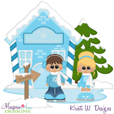 Frostys Ice Skating Park SVG Cutting Files Includes Clipart
