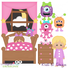 Monster Under The Bed-Girl SVG Cutting Files + Clipart