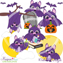 Batty For Halloween 2 SVG Cutting Files Includes Clipart