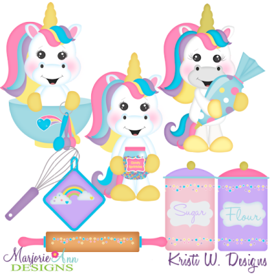 Unicorn Bakers SVG Cutting Files + Clipart