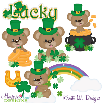 Lucky Bears SVG Cutting Files Includes Clipart