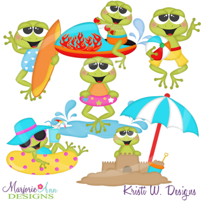 Beach Frogs SVG Cutting Files Includes Clipart