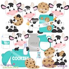 Cookies & Milk Cows SVG Cutting Files Includes Clipart