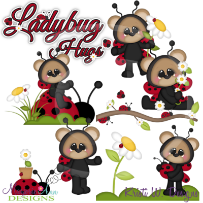 Ladybug Hugs SVG Cutting Files Includes Clipart