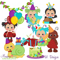 Birthday Bugs EXCLUSIVE SVG Cutting Files Includes Clipart