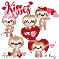 Valentine Sloths SVG Cutting Files/Paper Piecing Set + Clipart