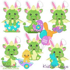 Baby Dragon Easter Fun SVG Cutting Files Includes Clipart