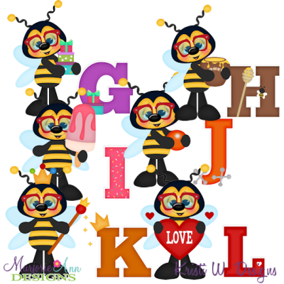Busy Bees Alphaet G-L SVG Cutting Files + Clipart