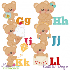 Alphabet Bears G-L SVG Cutting Files Includes Clipart