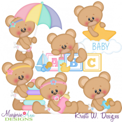 Baby Marshmallow Bear SVG Cutting Files Includes Clipart