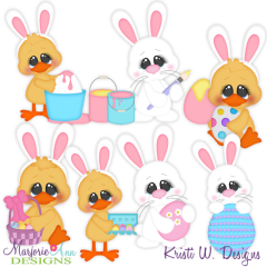 Chicks & Bunnies SVG Cutting Files Includes Clipart