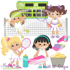 Tennis Girls SVG Cutting Files Includes Clipart