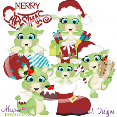 Christmas Dragons SVG Cutting Files Includes Clipart