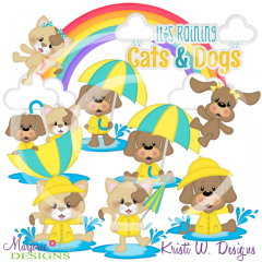 Raining Cat's & Dog's SVG Cutting Files Includes Clipart