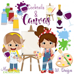 Cocktails & Canvas SVG Cutting Files Includes Clipart