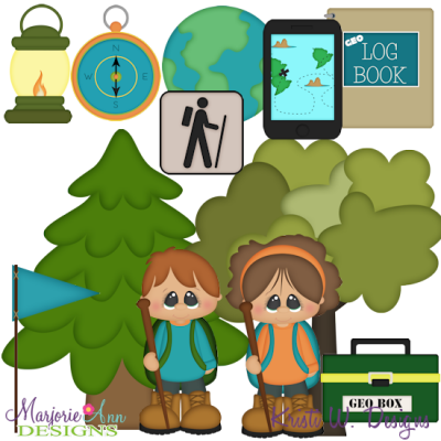 Geo Caching SVG Cutting Files Includes Clipart