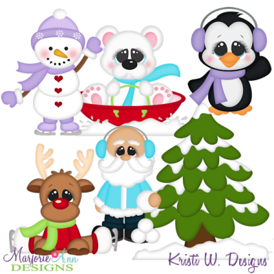 Santa & Friends Winter Fun SVG Cutting Files Includes Clipart