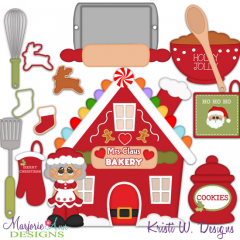 Mrs Clause Bakery SVG Cutting Files Includes Clipart