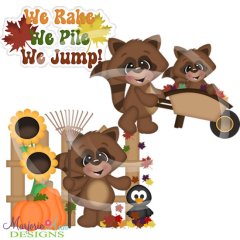Fall Friends-Racoons SVG Cutting Files + Clipart