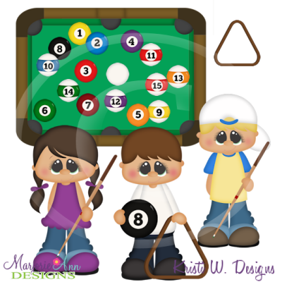 Playing Pool SVG Cutting Files Includes Clipart