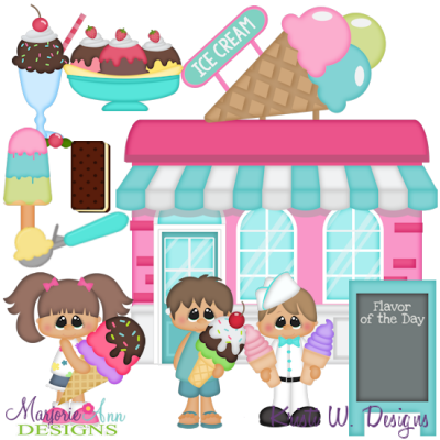Ice Cream Shop SVG Cutting Files + Clipart