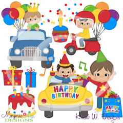 Drive By Birthday-Boys SVG Cutting Files/Paper Piecing +Clipart