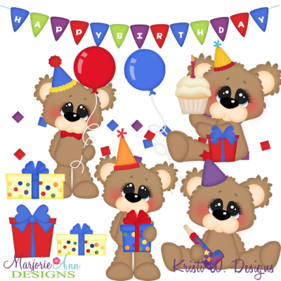 Bubbles The Bear 1st Birhday SVG Cutting Files Includes Clipart