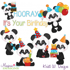 Baby Panda Birthday SVG Cutting Files Includes Clipart