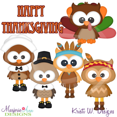 Thanksgiving Hoots SVG Cutting Files Includes Clipart