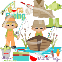 Gone Fishing SVG Cutting Files Includes Clipart