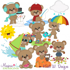 Bently 4 Seasons SVG Cutting Files Includes Clipart